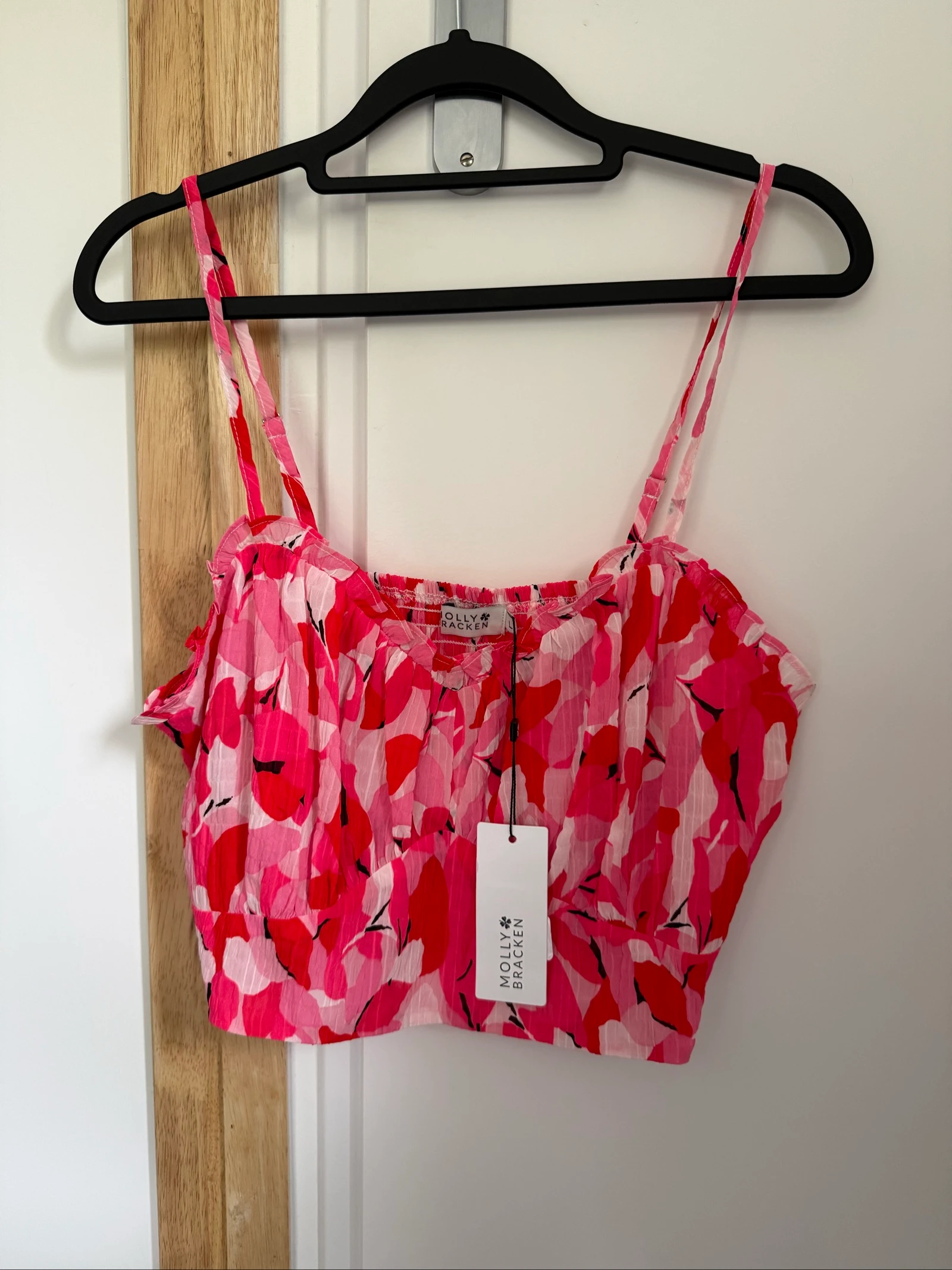 Crop top rose fleuri taille L